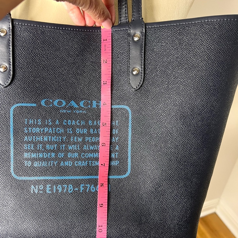 Coach Reversible City Tote  Gingham Print Navy  Yellow RARE Excellent Condition - Picture 12 of 13